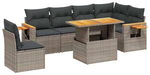 VidaXL Polyrattan Kerti Ülőgarnitúra - 7 részes - Szürke