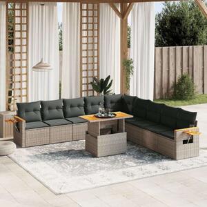 VidaXL Polyrattan Kerti Ülőgarnitúra - 11 részes - Szürke