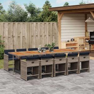 VidaXL 11 részes szürke polyrattan kerti ülőgarnitúra párnákkal