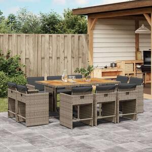 VidaXL 11 részes szürke polyrattan kerti ülőgarnitúra párnákkal