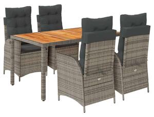 VidaXL Polyrattan Kerti Étkezőgarnitúra - 5 részes - Szürke