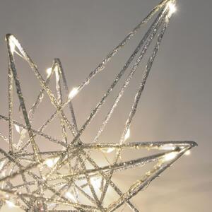 Nagy ezüst Kave Home Nicoletta csillag alakú karácsonyi fénydekoráció