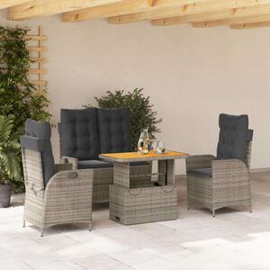 VidaXL Polyrattan Kerti Étkezőgarnitúra - 4 részes - Szürke