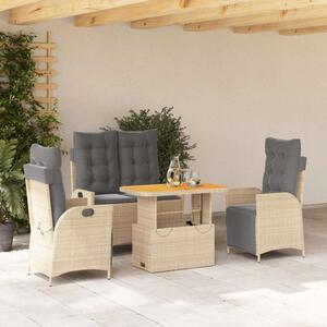 VidaXL Polyrattan Kerti Étkezőgarnitúra - 4 részes - Bézs