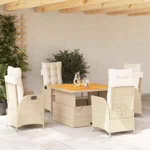 VidaXL Polyrattan Kerti Étkezőgarnitúra - 5 részes - Bézs