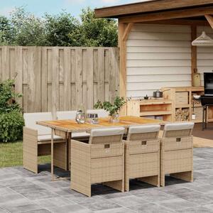 VidaXL Polyrattan Kerti Étkezőgarnitúra - 7 részes, Bézs