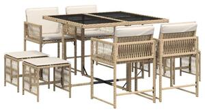 VidaXL Kerti Étkezőgarnitúra - Polyrattan - 9 részes - Bézs