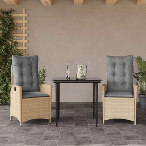 Polyrattan Kerti Étkezőgarnitúra - 3 részes - Bézs