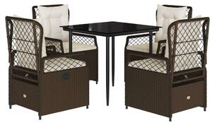 VidaXL Polyrattan Kerti Étkezőgarnitúra - 5 részes, Barna