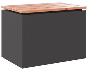 VidaXL Kerti pad Fekete 60 x 40 x 43 cm Tömör duglászfa és acél