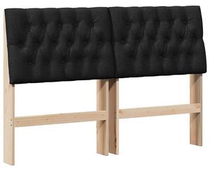 VidaXL Kárpitozott fejtámla Fekete 140 cm Tömör fenyőfa