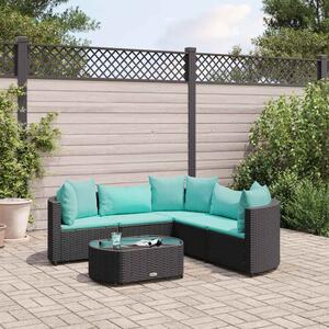 VidaXL Polyrattan Kerti Ülőgarnitúra - 6 részes - Fekete
