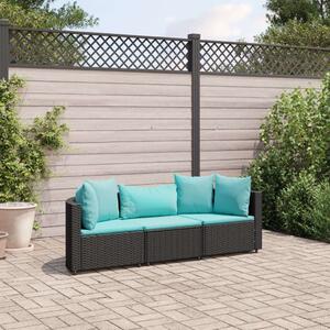 VidaXL Polyrattan Kerti Ülőgarnitúra - 3 részes - Fekete
