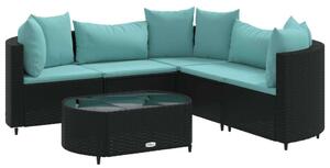 VidaXL Polyrattan Kerti Ülőgarnitúra - 6 részes - Fekete