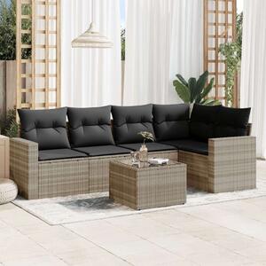 VidaXL Polyrattan Kerti Ülőgarnitúra - 6 részes, Világosszürke