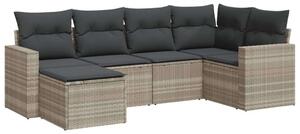 VidaXL Polyrattan Kerti Ülőgarnitúra - 6 részes, Világosszürke