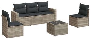 VidaXL 6 részes világosszürke polyrattan kerti ülőgarnitúra párnákkal