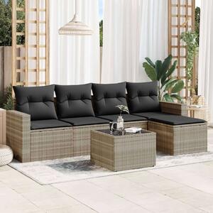 VidaXL Polyrattan Kerti Ülőgarnitúra - 6 részes, Világosszürke