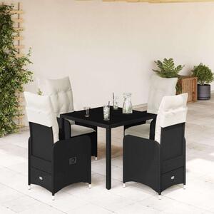 VidaXL Polyrattan Kerti Bútor - 5 részes Bisztró készlet - Fekete