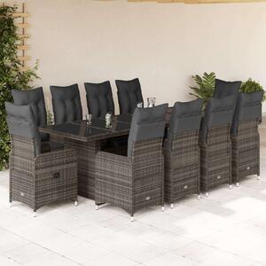 VidaXL Polyrattan Kerti Bútor - 11 részes Bisztrókészlet - Szürke