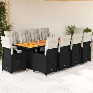 VidaXL 11 részes Kerti Bútor Szett - Fekete Polyrattan