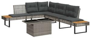 VidaXL Polyrattan Kerti Ülőgarnitúra - L-alakú - Szürke
