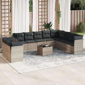 VidaXL Polyrattan Kerti Ülőgarnitúra - 11 részes, Világosszürke