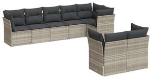 VidaXL Polyrattan Kerti Ülőgarnitúra - 8 részes, Világosszürke