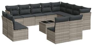 VidaXL Polyrattan Kerti Ülőgarnitúra - 13 részes - Világosszürke