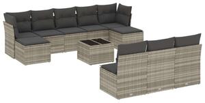 VidaXL Polyrattan Kerti Ülőgarnitúra - 11 részes - Világosszürke