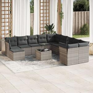 VidaXL Polyrattan Kerti Ülőgarnitúra - 12 részes, Világosszürke