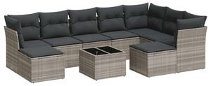 VidaXL Polyrattan Kerti Ülőgarnitúra - 10 részes, világosszürke