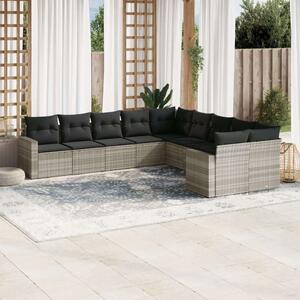 VidaXL Polyrattan Kerti Ülőgarnitúra - 10 részes - Világoszürke