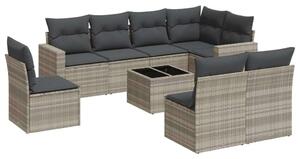 VidaXL Polyrattan Kerti Ülőgarnitúra - 9 részes - Világosszürke