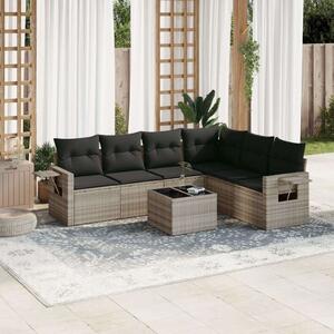 Polyrattan Kerti Ülőgarnitúra - 7 részes - Világosszürke