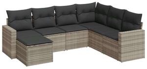 VidaXL Polyrattan Kerti Ülőgarnitúra - 7 részes, Világosszürke