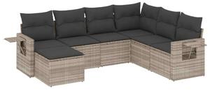 VidaXL Polyrattan Kerti Ülőgarnitúra - 7 részes - Világos Szürke