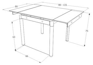 Kihúzható Asztal, Üveg GD-082 Fekete