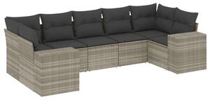VidaXL 7 részes világosszürke polyrattan kerti ülőgarnitúra párnákkal