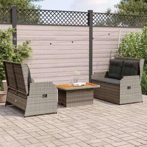 VidaXL Polyrattan Kerti Ülőgarnitúra - 3 részes - Szürke