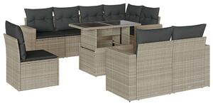 VidaXL Polyrattan Kerti Ülőgarnitúra - 9 részes, Világosszürke