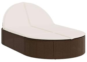 VidaXL Dupla Napozóágy - Polyrattan - Barna - 200cm