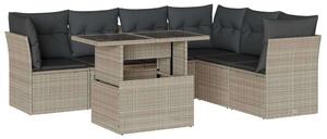 VidaXL Polyrattan Kerti Ülőgarnitúra - 7 részes - Világosszürke
