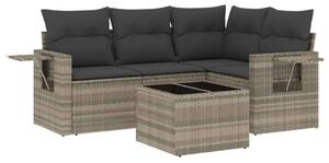 VidaXL 5 részes Polyrattan Kerti Ülőgarnitúra - Világosszürke