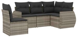 VidaXL Polyrattan Kerti Ülőgarnitúra - 5 részes - Világosszürke