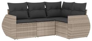 VidaXL Polyrattan Kerti Ülőgarnitúra - 4 részes - Világosszürke