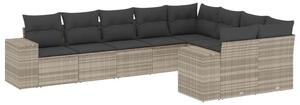 VidaXL Polyrattan Kerti Ülőgarnitúra - 9 részes, Világosszürke