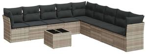 VidaXL Polyrattan Kerti Ülőgarnitúra - 10 részes - Világosszürke