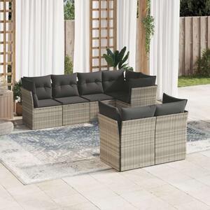 VidaXL Polyrattan Kerti Ülőgarnitúra - 7 részes - Világosszürke