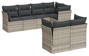 VidaXL Polyrattan Kerti Ülőgarnitúra - 7 részes - Világosszürke